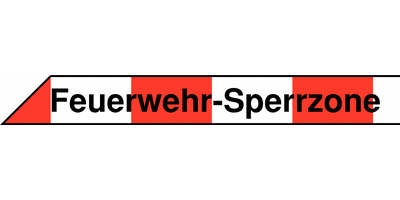 Absperrband rot weiß mit Textaufdruck Feuerwehr-Sperrzone