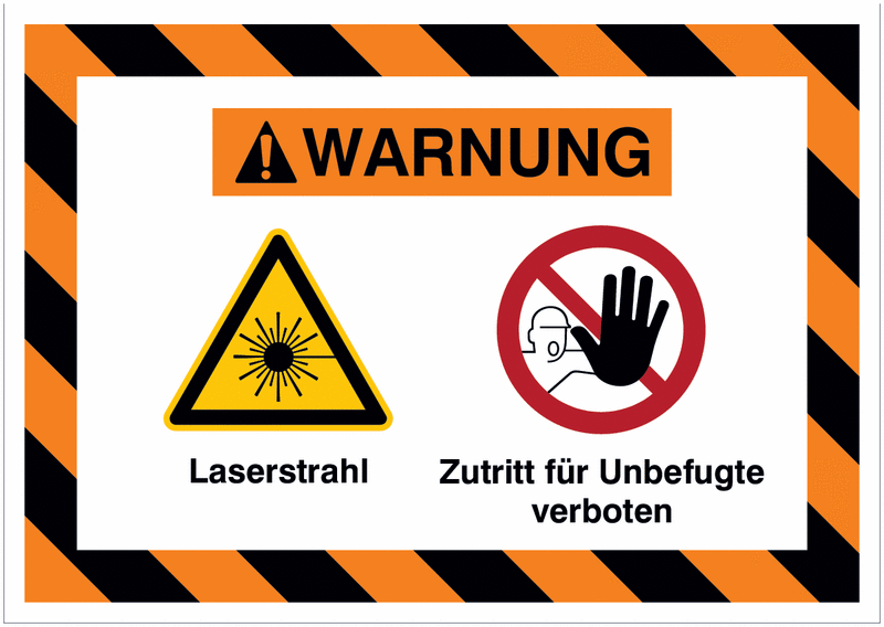 Laserstrahl/Zutritt für Unbefugte verboten Mehrsymbolschilder, EN ISO 7010 SETON