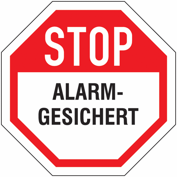 Alarmgesichert - Aufkleber im STOP-Design | SETON