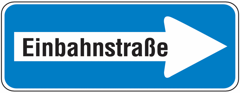Einbahnstraße rechtsweisend - Verkehrszeichen für Deutschland, StVO