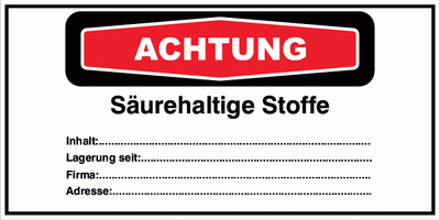 Etikett mit dem Wort Achtung und Angaben zum selbst beschriften