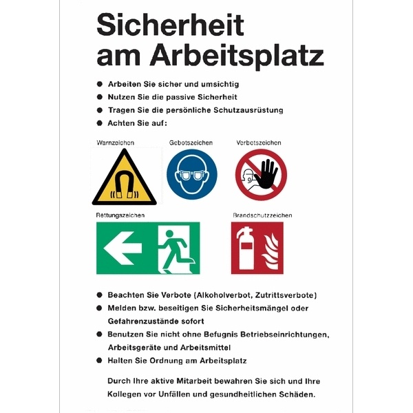 Betriebsaushang Sicherheit am Arbeitsplatz