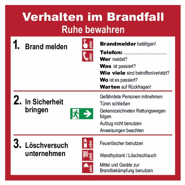 Betriebsaushang Verhalten im Brandfall