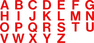 farbcodierte Einzelbuchstaben- und Ziffern