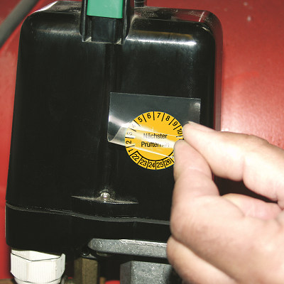 SETON Prüfplakette aus selbstzerstörender Transferfolie