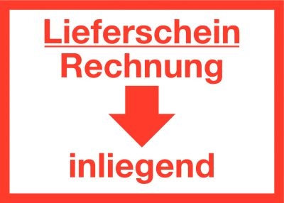 Versandaufkleber Lieferschein/Rechnung inliegend