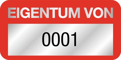 Eigentumsetiketten 'Eigentum von' einzeln