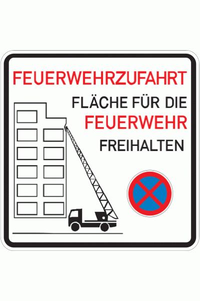 Schild Feuerwehrzufahrt Fläche für die Feuerwehr