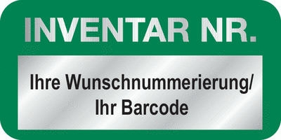 Inventaretiketten 'Inventar Nr.' einzeilig