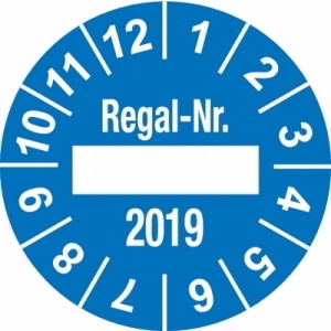 Regal-Prüfplaketten