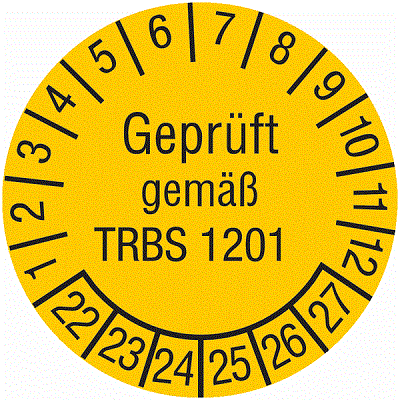 SETON Prüfplakette Geprüft gemäß TRBS 1201
