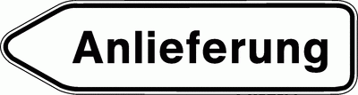 Wegweiser-Schild Anlieferung