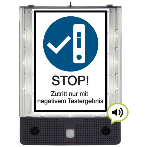 Vorlage: Schild-Wächter STOP! - Zutritt nur mit negativem Testergebnis