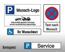 Individuelle Parkplatzschilder