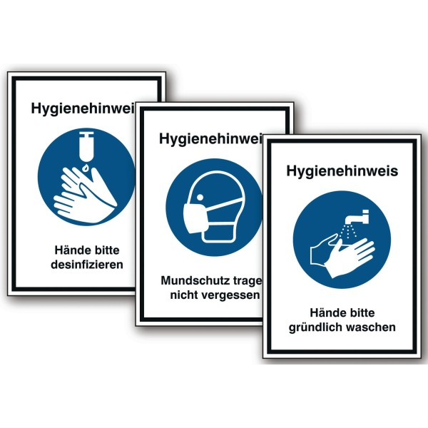 Hygiene-Hinweisschilder mit Symbol und Text nach Wunsch | SETON