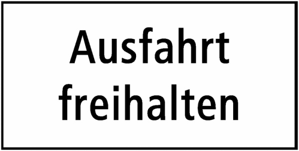 Ausfahrt freihalten Zusatztafel Schweiz