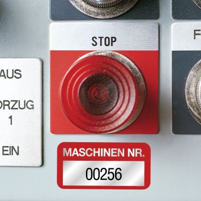 Beispiel: Anlagenkennzeichnung - EasyMark Maschinen-Inventaretiketten