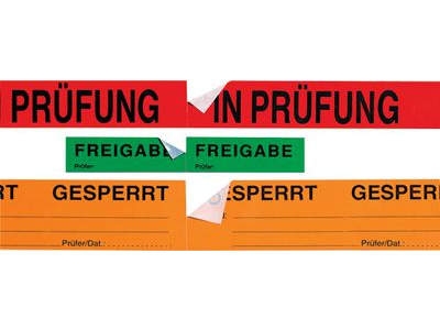 Selbstklebende Qualitaetssicherungs-Bänder mit Abreißperforation