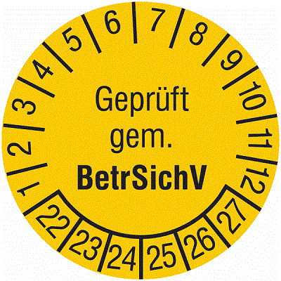 SETON Prüfplaketten Geprüft gem. BetrSichV