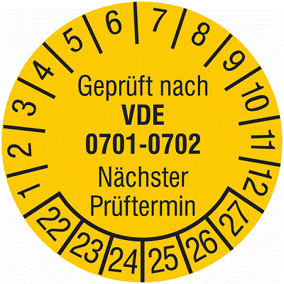 SETON Prüfplakette Geprüft nach VDE 0701-0702 – Nächster Prüftermin