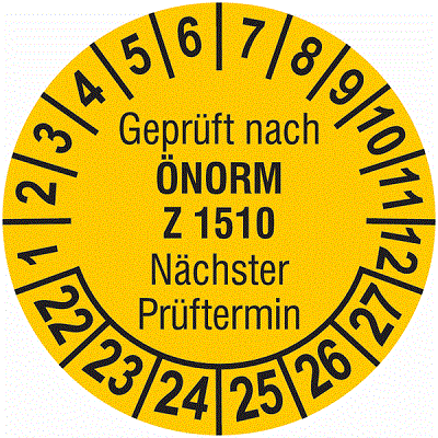 SETON Prüfplakette Geprüft nach ÖNORM Z 1510 Nächster Prüftermin