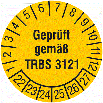 SETON Prüfplakette Geprüft gemäß TRBS 3121