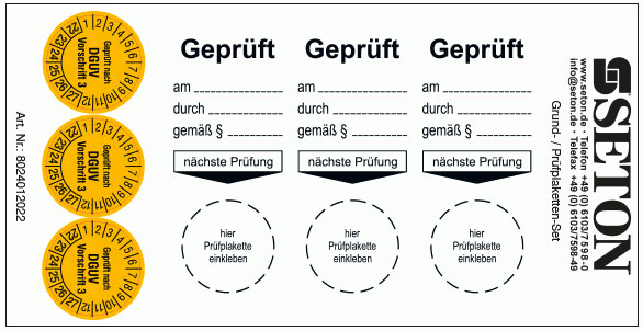 VV Grundplakette mit DGUV V3 Plaketten Set