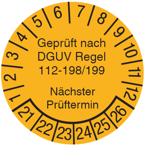 Vorlage: Geprüft nach DGUV Regel 112-198/199 - Benutzung von persönlichen Schutzausrüstungen gegen Absturz