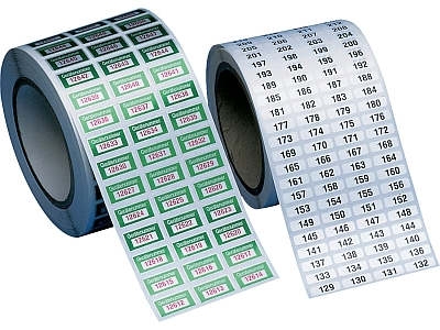 Nummerierte Polyesteretiketten auf Rolle
