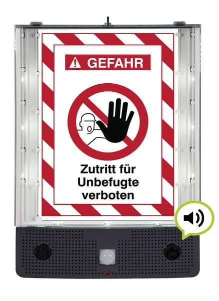 Zutritt Fur Unbefugte Verboten Seton Schild Wachter Bewegungsmelder Mit Sprachausgabe Led Licht Seton