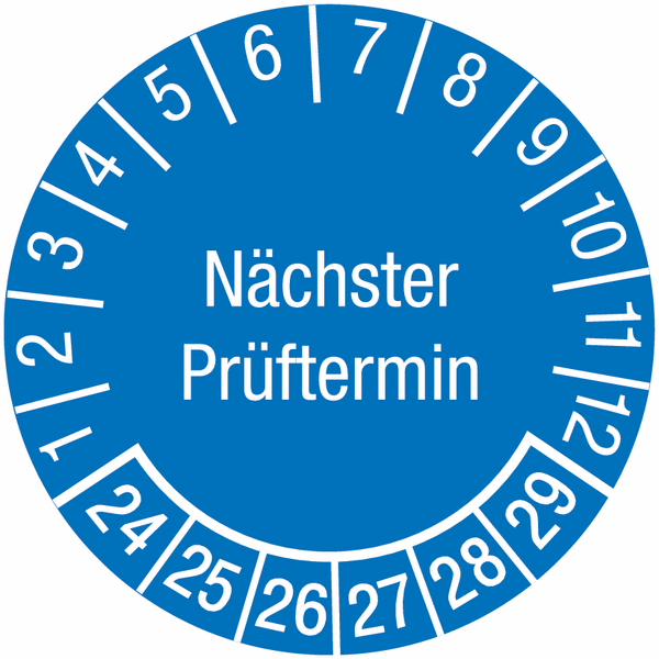 BGV A3 Prüfplaketten 100 Stück - Nächster Prüftermin Etiketten Gelb 30mm