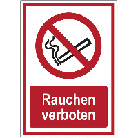 Rauchen verboten - Kombi-Schilder, DIN EN ISO 7010