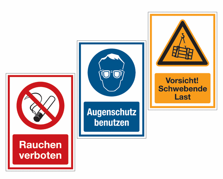 DESIGN Kombischilder mit Sicherheitskennzeichen Symbol und Text nach