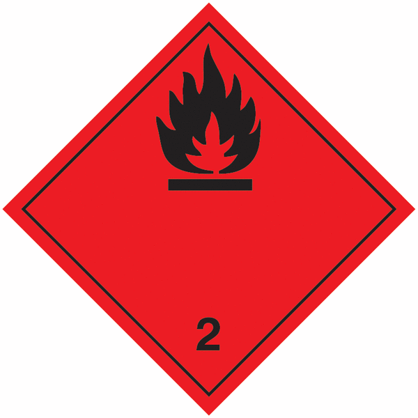 Entzündbare Gase 2 - Kennzeichnung für den Transport gefährlicher Güter, GGBefG, ADR, GGVSEB, GGVSee, ADN, IATA