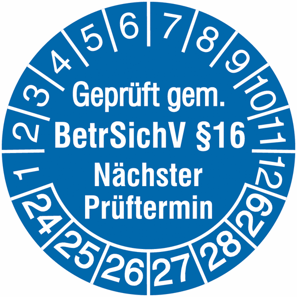 100 Prüfetiketten Geprüft 30mm 2024-2029 - Prüfplaketten