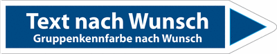 Rohrleitungskennzeichnung mit Text und Gruppenfarbe nach Wunsch