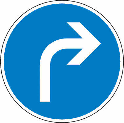 Schild Vorgeschriebene Fahrtrichtung hier rechts