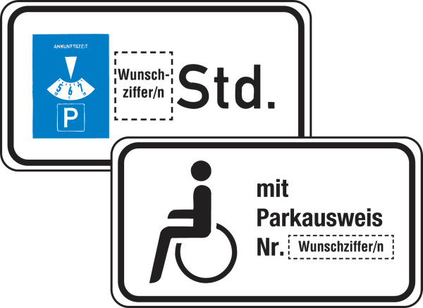 Zusatzzeichen Parken mit Wunschtext